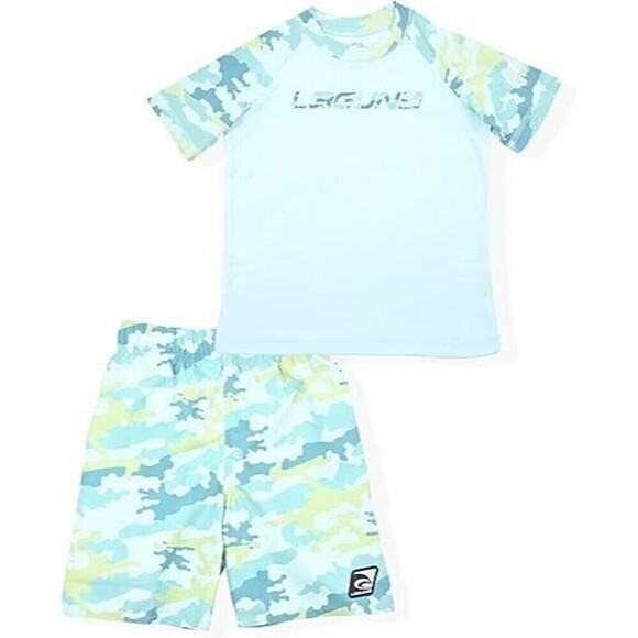 Laguna Toddler Boys Swimsuit Short Sleeve Rashguard Shirt & Bathing Shorts Sz 3T - Picture 1 of 3